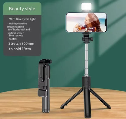3-in-1 Selfie Stick Tripod with LED Fill Light & Bluetooth Remote